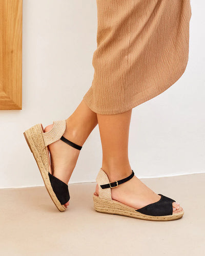 SANDALIA CUÑA CARMINA BLACK