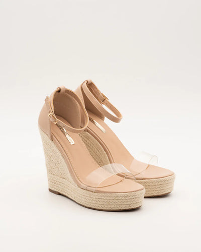 SANDALIA CUÑA AQUILINA BEIGE TRANSPARENTE