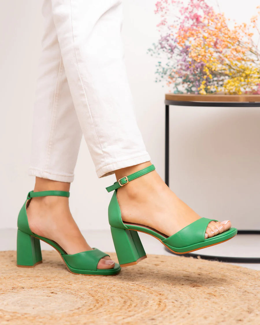 SANDALIA TACON TOBILLERA GREEN