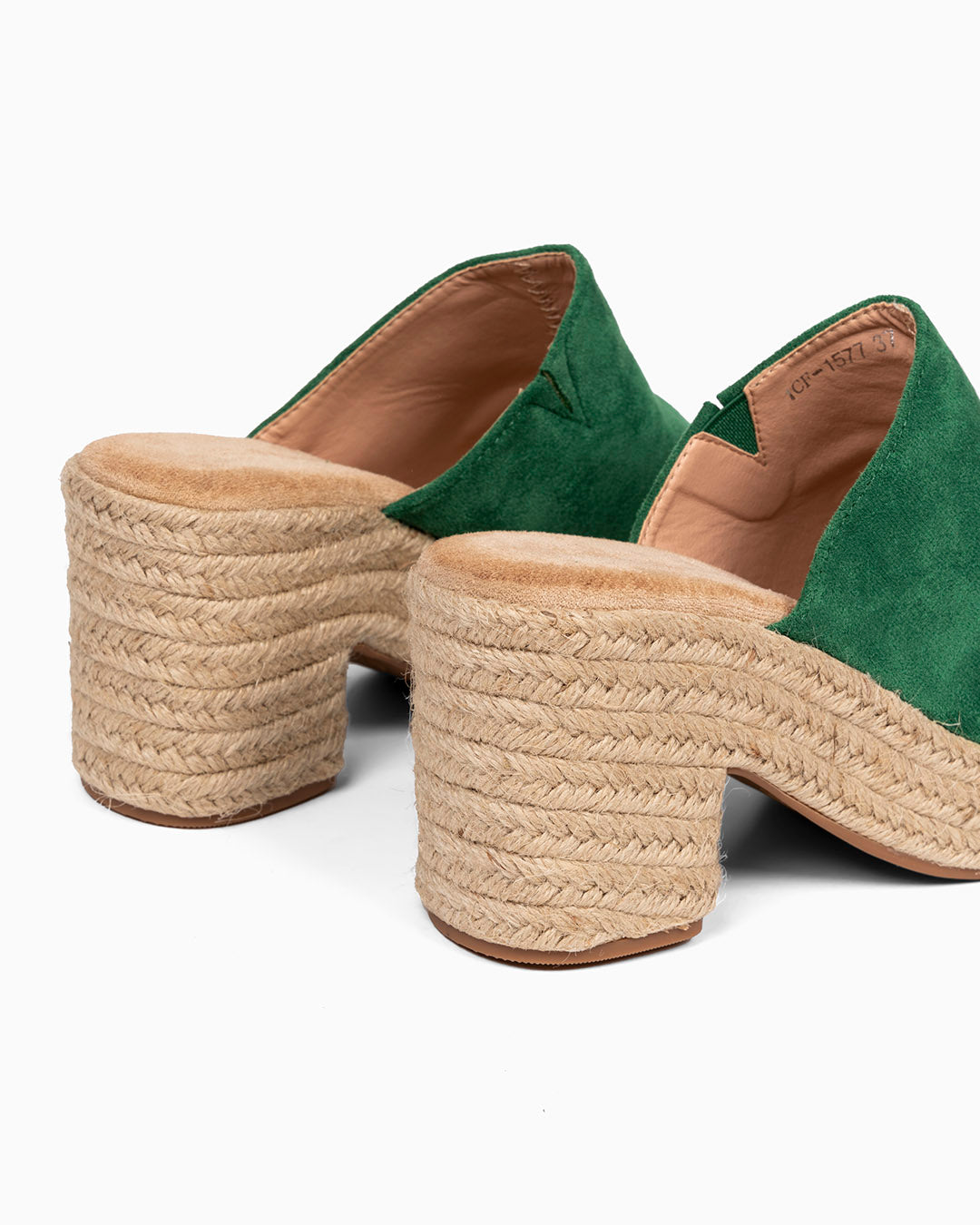 Sandalia Cuña Ante Verde