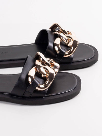 Sandalia Gold Chain Negro - MMShoes