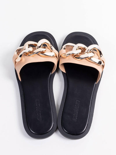 Sandalia Gold Chain Beige - MMShoes
