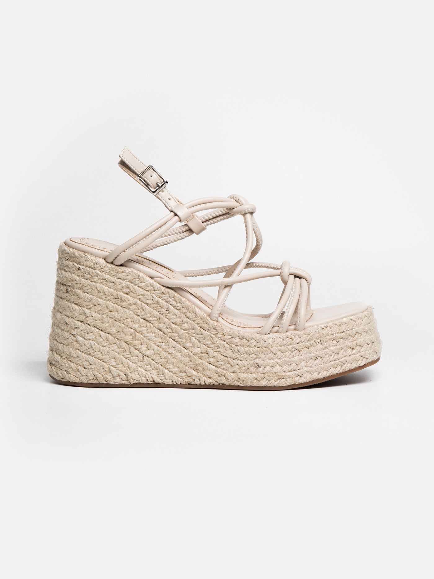 Sandalia Cuña Tubular Beige