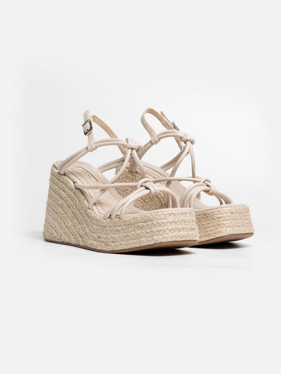 Sandalia Cuña Tubular Beige