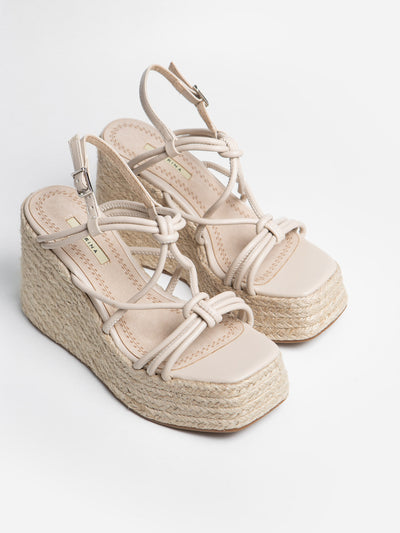 Sandalia Cuña Tubular Beige