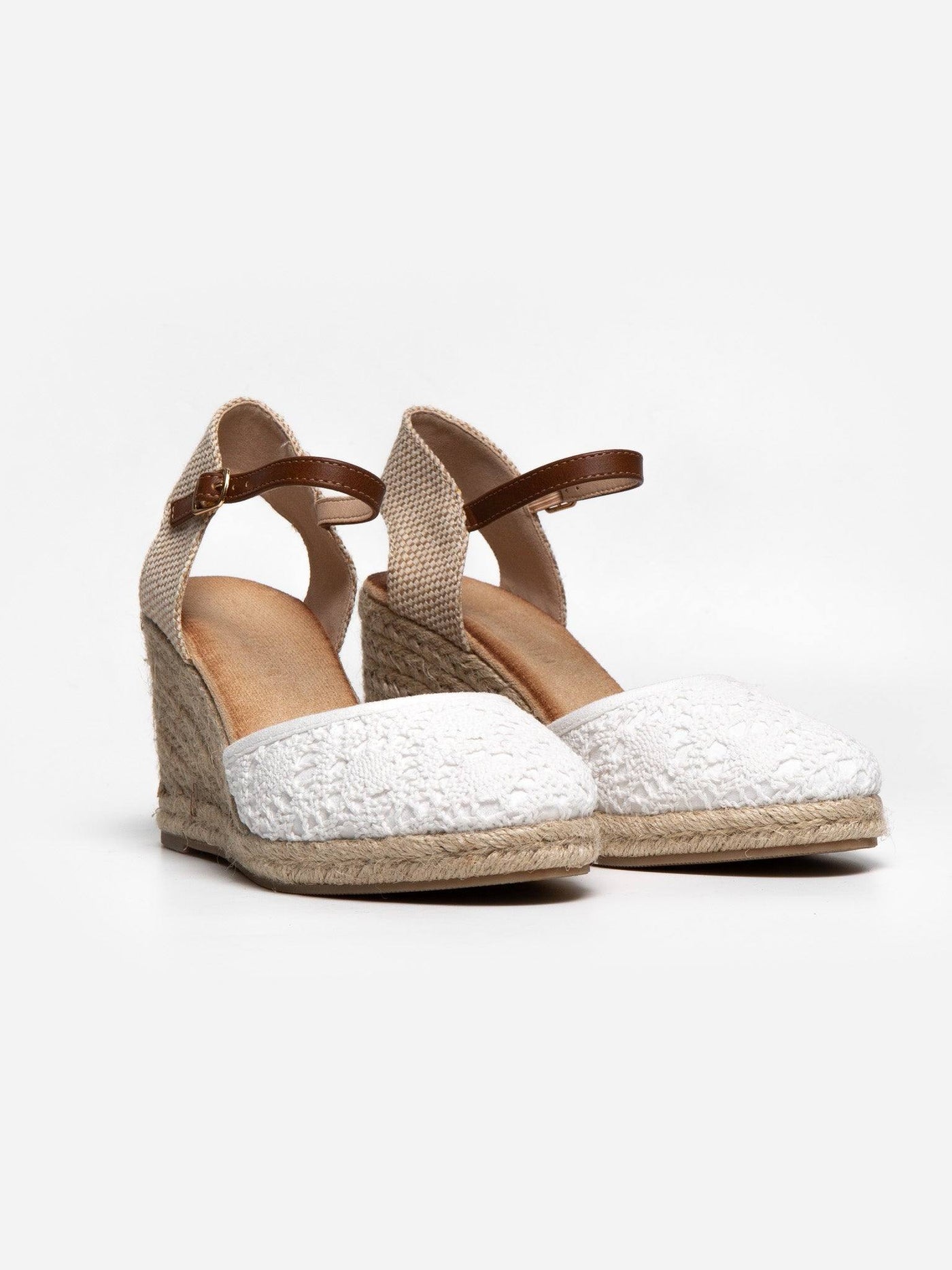 Alpargata cuña crochet blanco - MMShoes