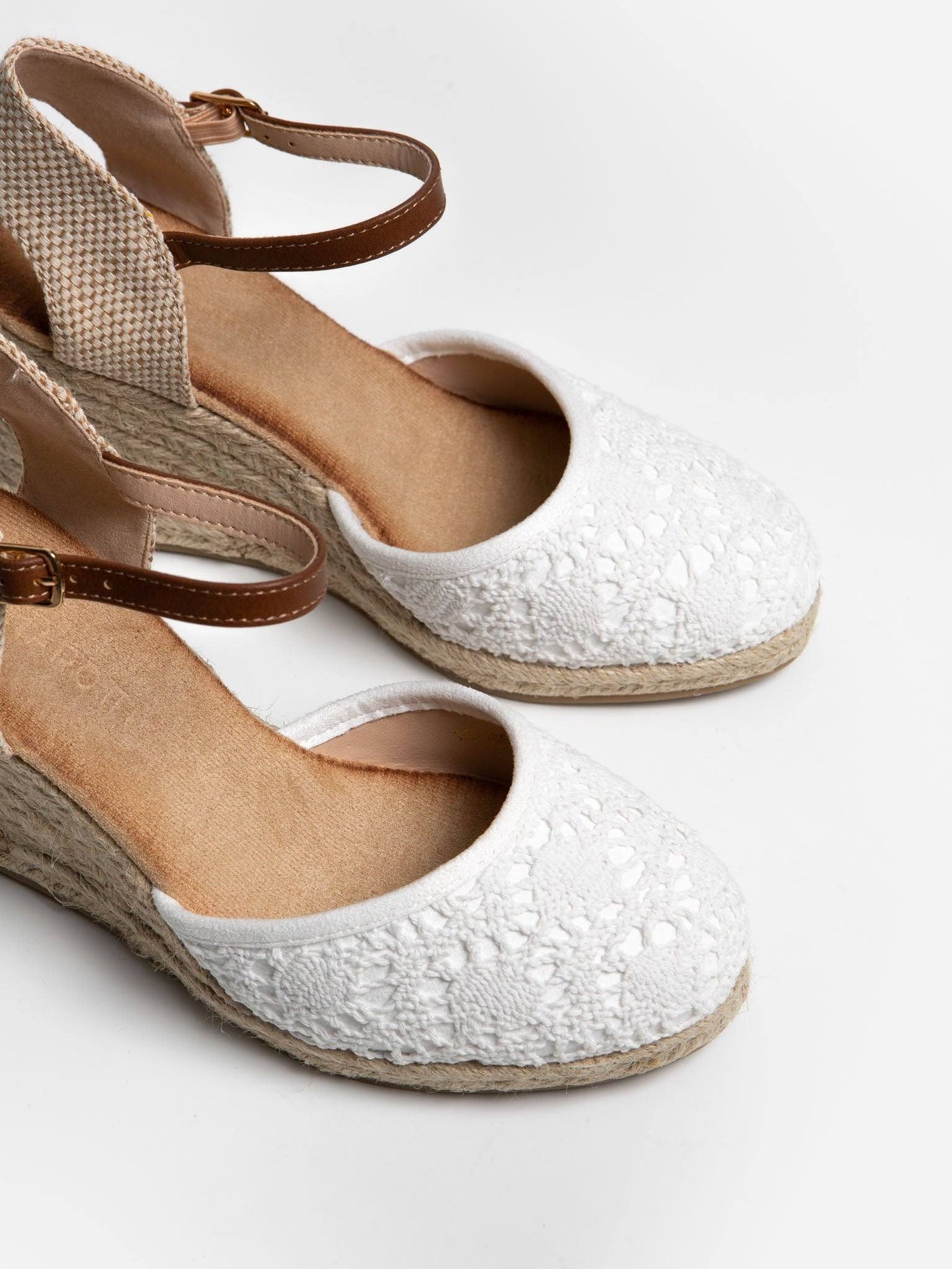 Alpargata cuña crochet blanco - MMShoes