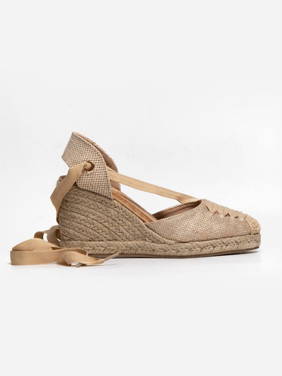 Alpargata cuña lace apricot - MMShoes