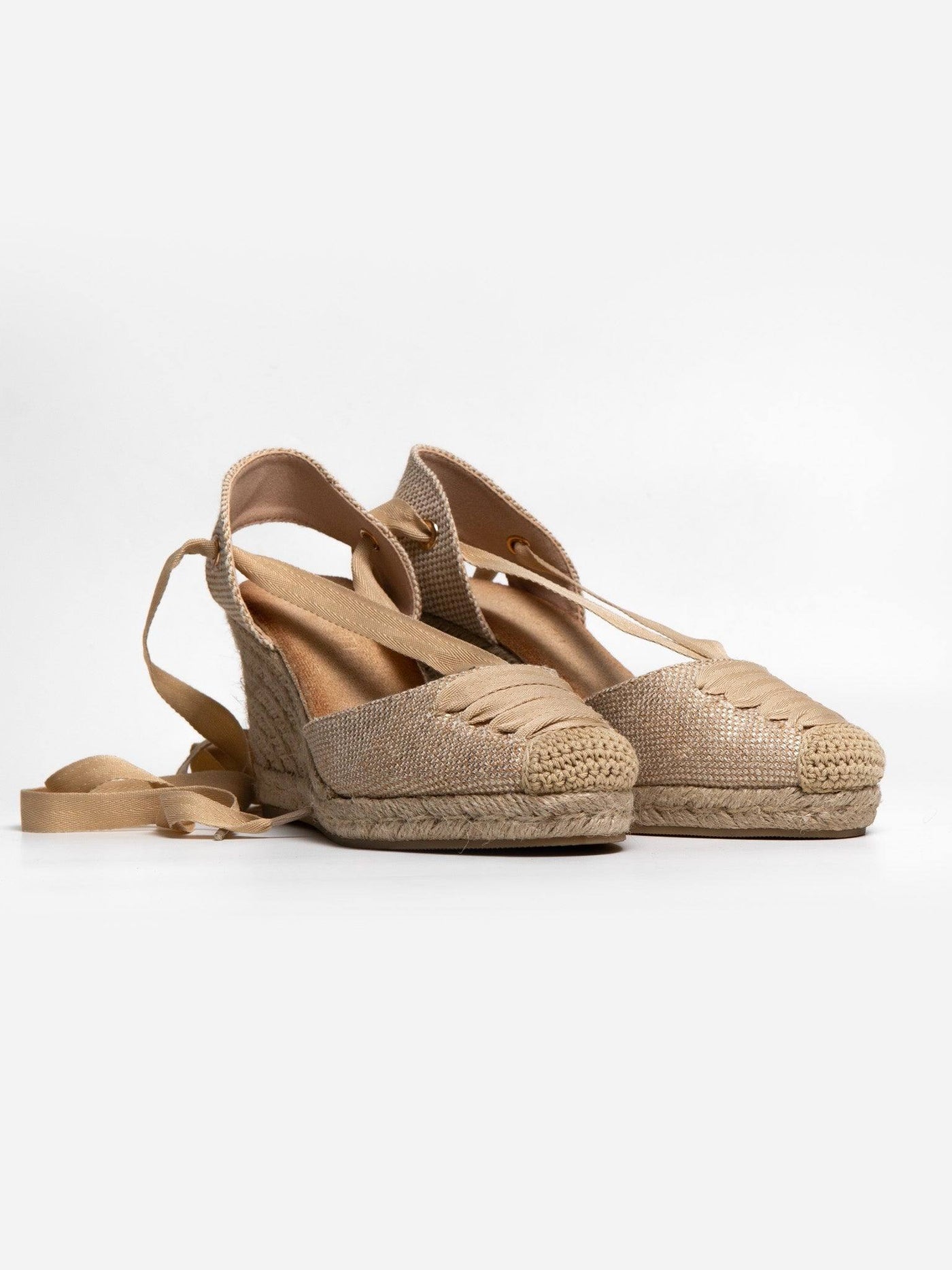 Alpargata cuña lace apricot - MMShoes