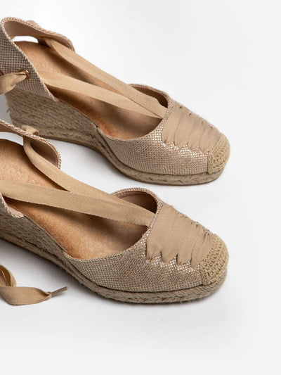 Alpargata cuña lace apricot - MMShoes
