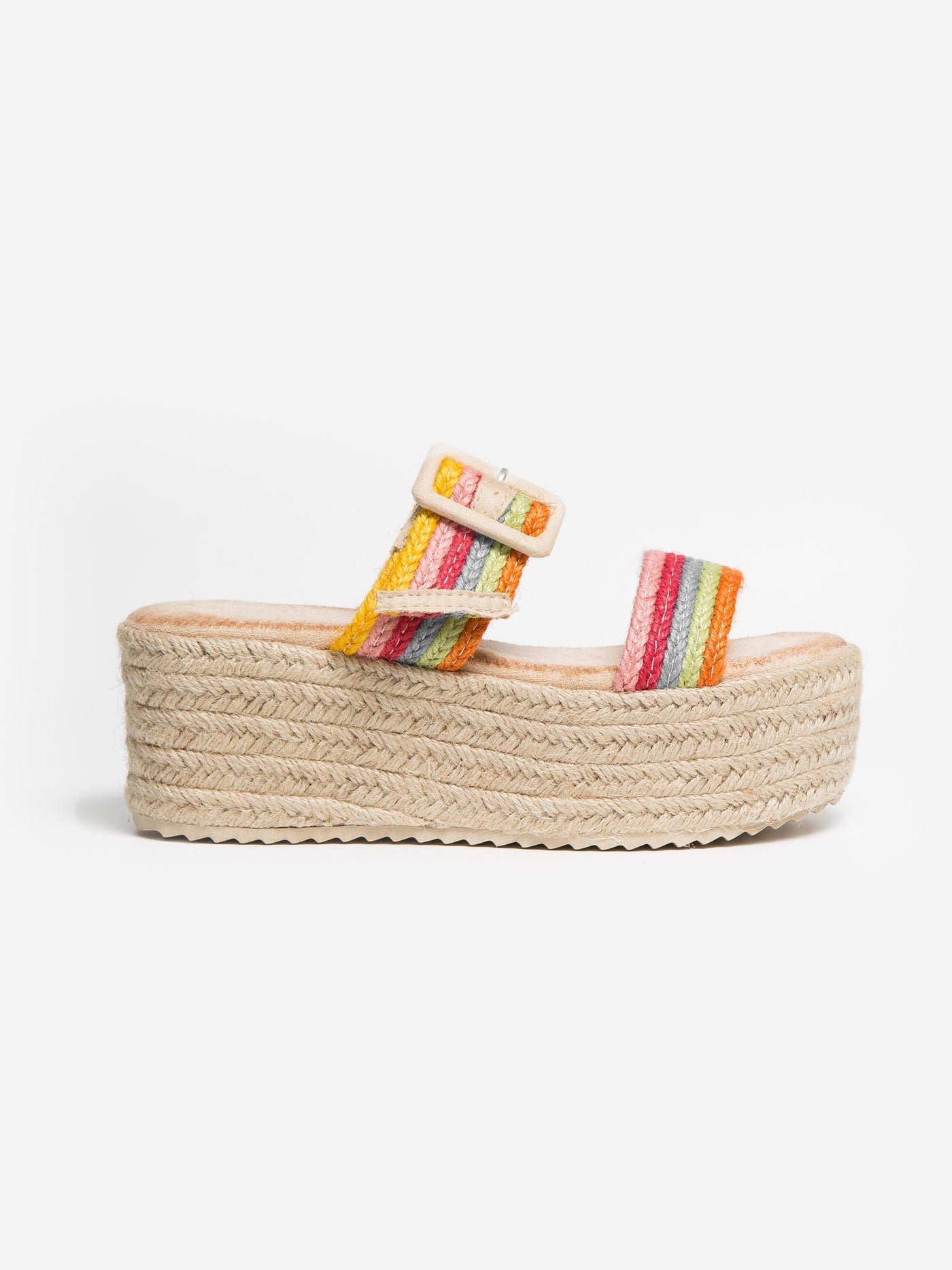 Sandalia Cuña Tiras Multicolor