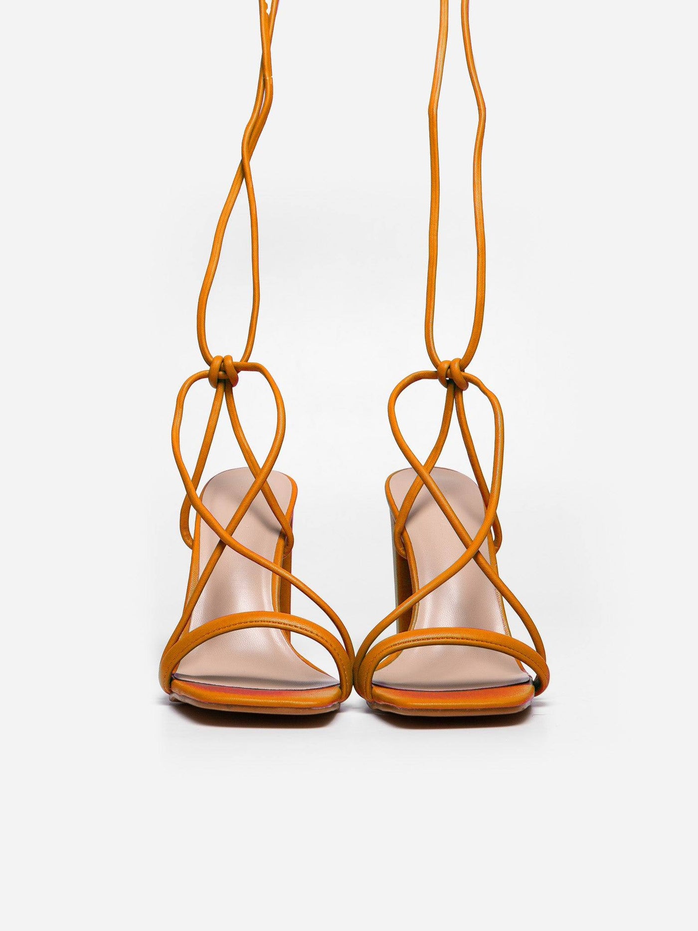 Sandalia Tacón Tiras Naranja - MMShoes