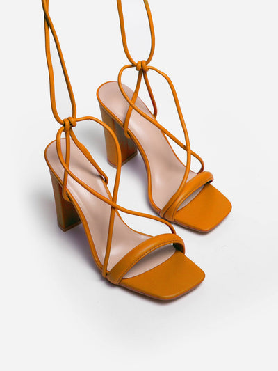 Sandalia Tacón Tiras Naranja - MMShoes