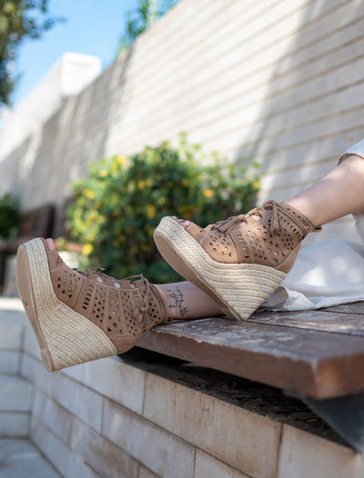 Sandalia Cuña India Beige