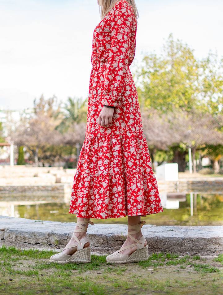 Alpargata cuña lace apricot - MMShoes
